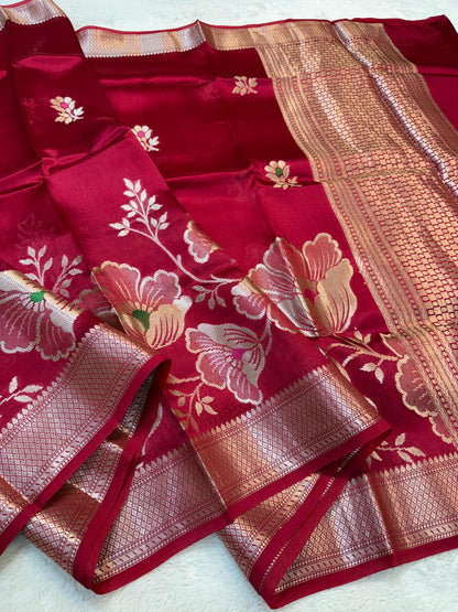 Maharani Shade Pure Viscose Premium Banarasi Silk Saree
