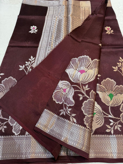 Wine Shade Pure Viscose Premium Banarasi Silk Saree