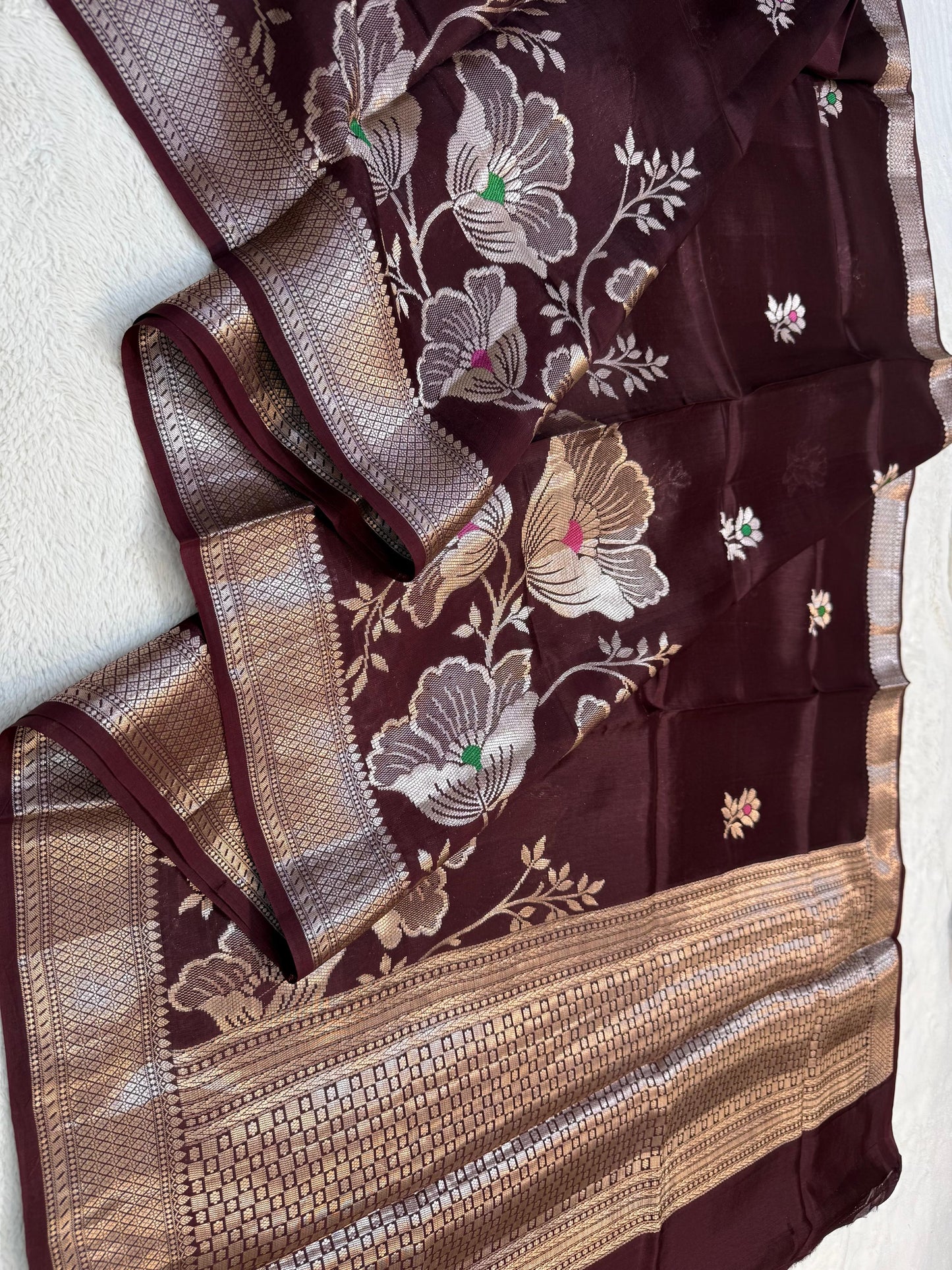 Wine Shade Pure Viscose Premium Banarasi Silk Saree
