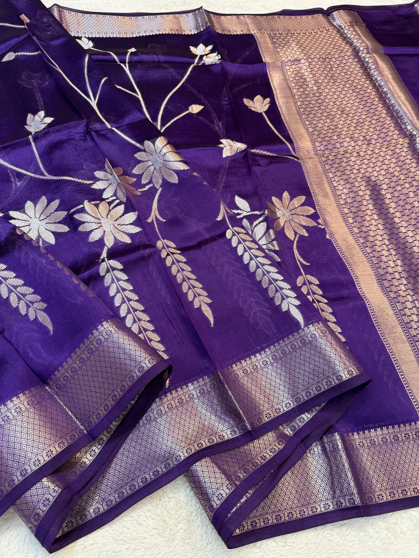 Blue Shade Pure Viscose Premium Banarasi Silk Saree