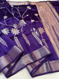 Blue Shade Pure Viscose Premium Banarasi Silk Saree