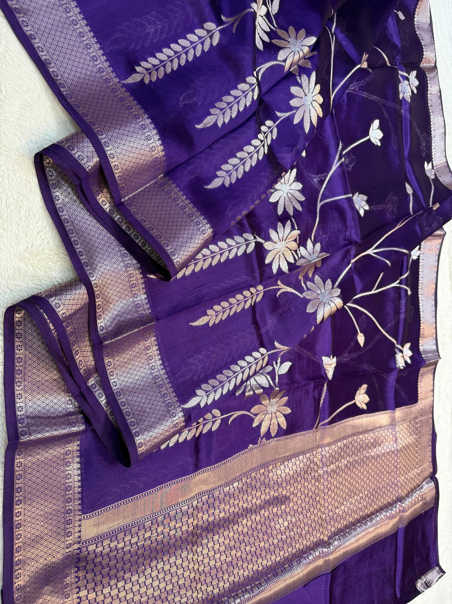 Blue Shade Pure Viscose Premium Banarasi Silk Saree