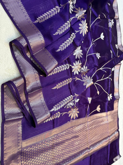 Blue Shade Pure Viscose Premium Banarasi Silk Saree