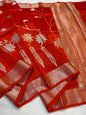 Orange Shade Pure Viscose Premium Banarasi Silk Saree