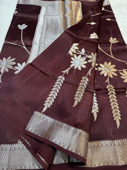 Wine Shade Pure Viscose Premium Banarasi Silk Saree