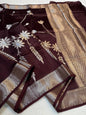 Wine Shade Pure Viscose Premium Banarasi Silk Saree