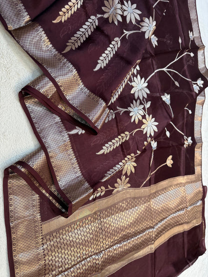 Wine Shade Pure Viscose Premium Banarasi Silk Saree