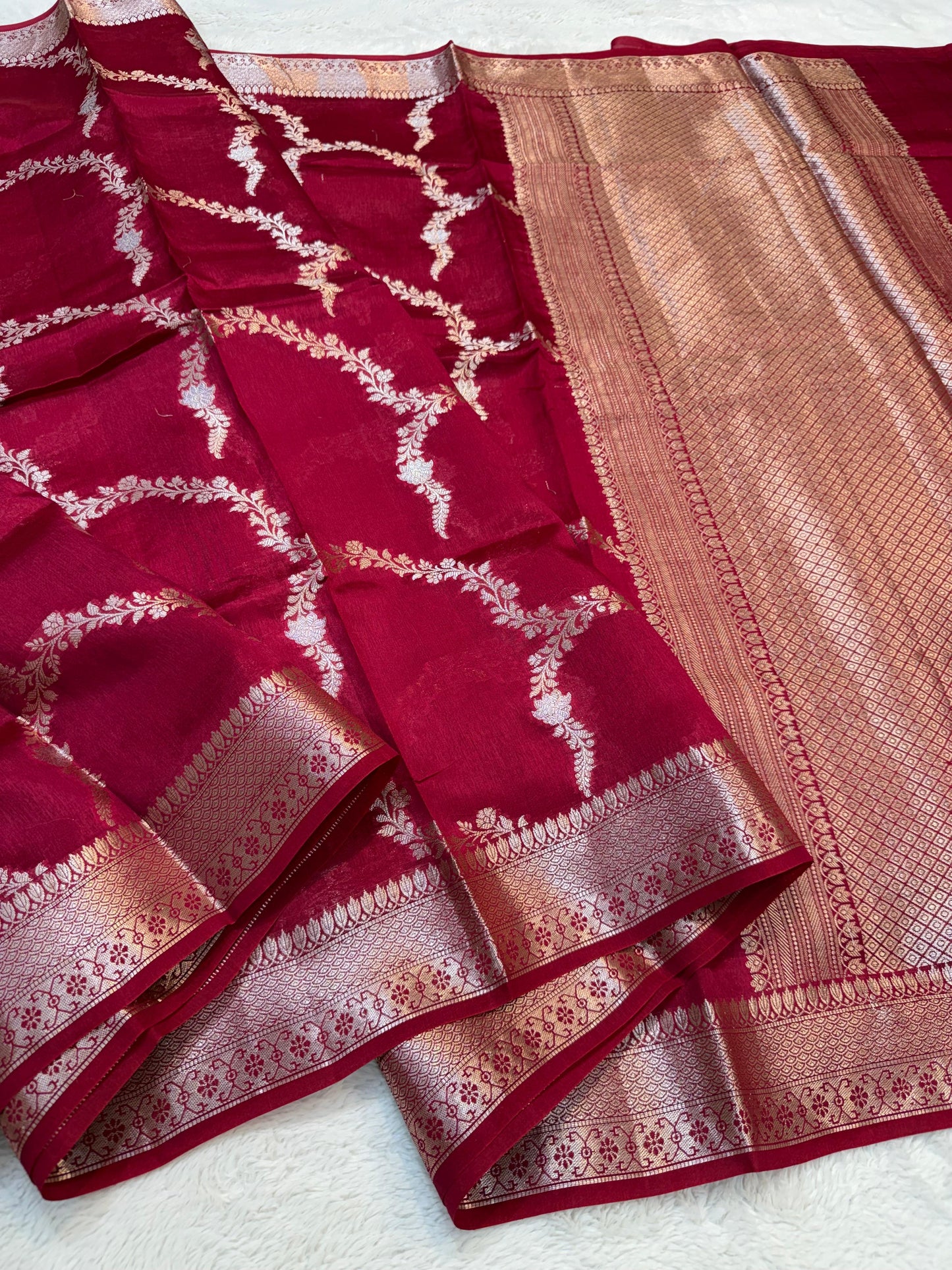 Rani Shade Pure Viscose Premium Banarasi Silk Saree