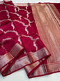 Rani Shade Pure Viscose Premium Banarasi Silk Saree