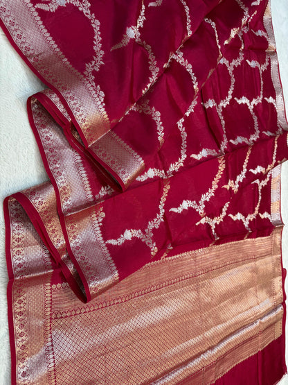 Rani Shade Pure Viscose Premium Banarasi Silk Saree