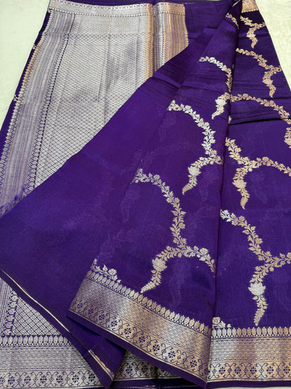 Blue Shade Pure Viscose Premium Banarasi Silk Saree