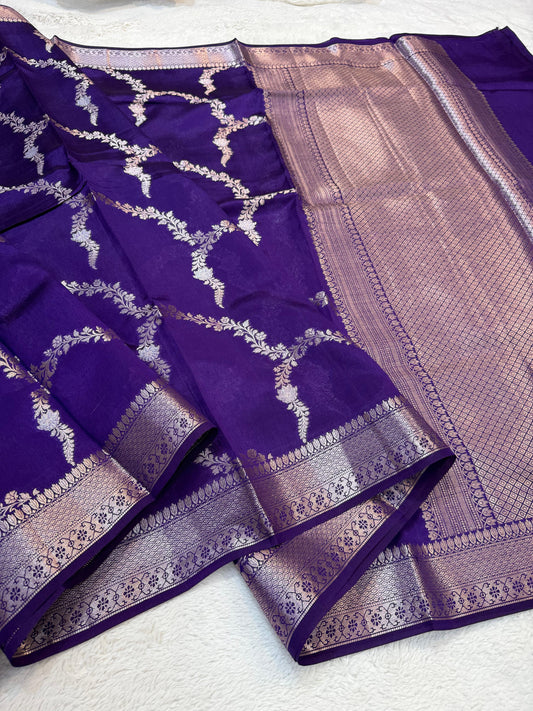 Blue Shade Pure Viscose Premium Banarasi Silk Saree