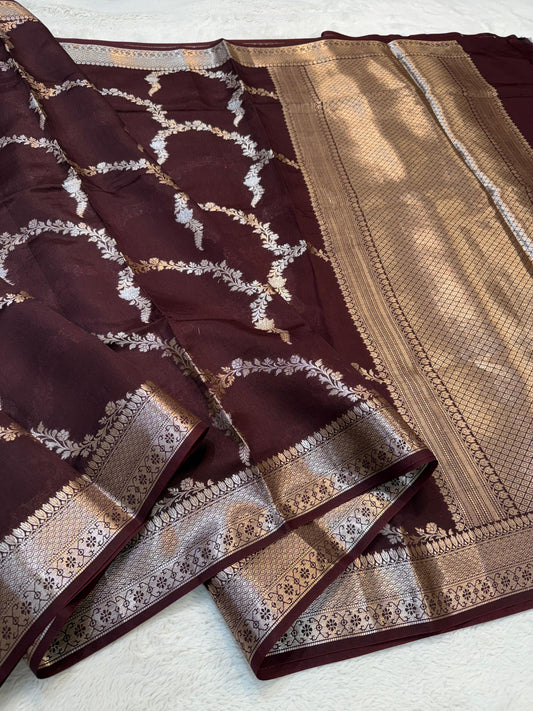 Wine Shade Pure Viscose Premium Banarasi Silk Saree