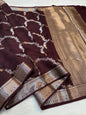 Wine Shade Pure Viscose Premium Banarasi Silk Saree