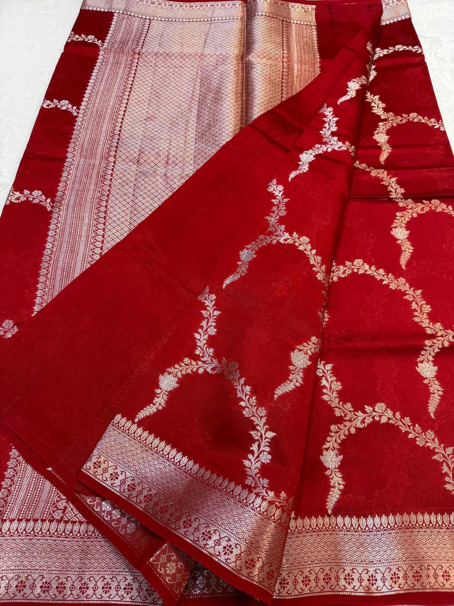 Red Shade Pure Viscose Premium Banarasi Silk Saree