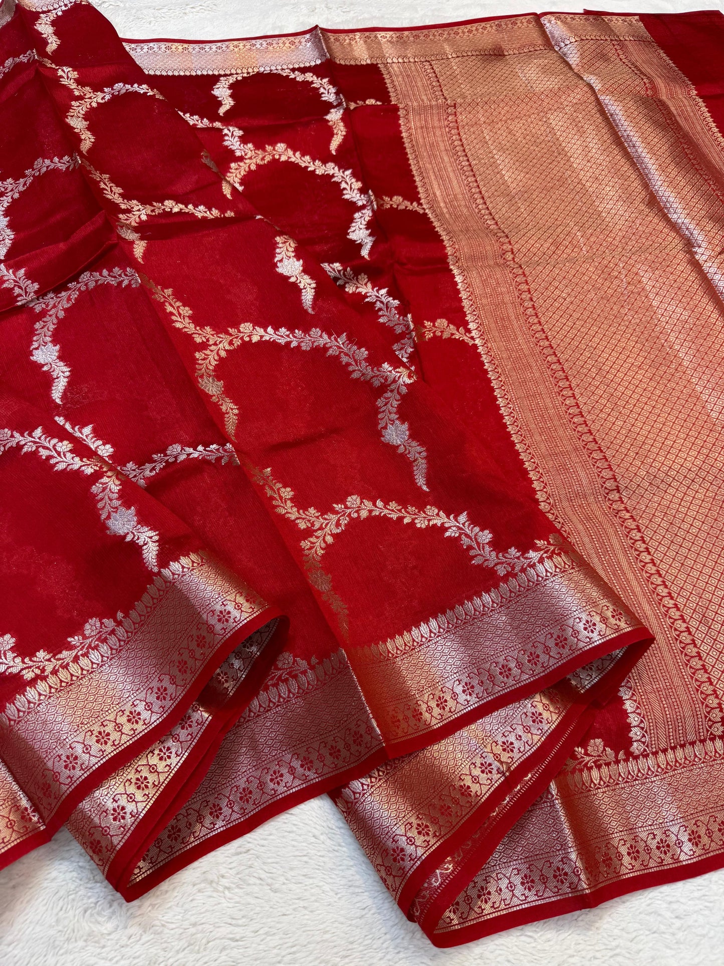 Red Shade Pure Viscose Premium Banarasi Silk Saree