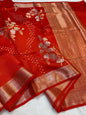 Orange Shade Pure Viscose Premium Banarasi Silk Saree