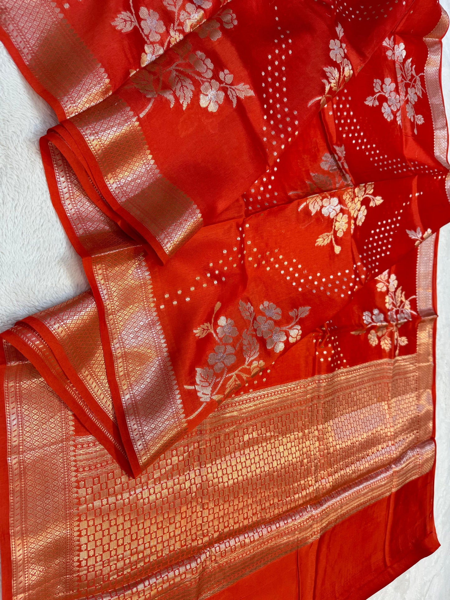 Orange Shade Pure Viscose Premium Banarasi Silk Saree