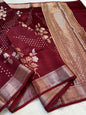 Wine Shade Pure Viscose Premium Banarasi Silk Saree