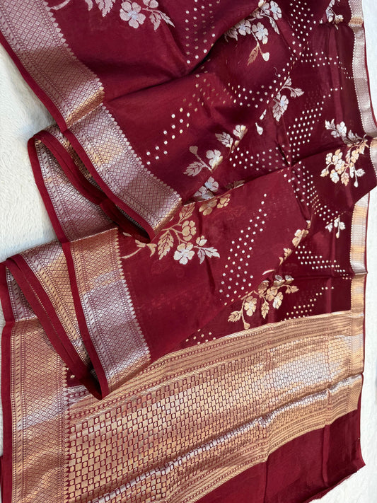 Wine Shade Pure Viscose Premium Banarasi Silk Saree