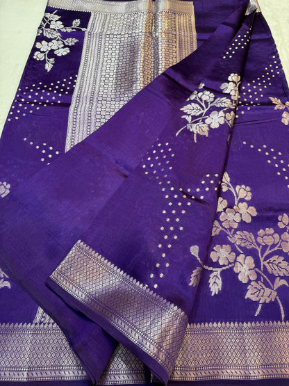 Blue Shade Pure Viscose Premium Banarasi Silk Saree