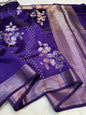 Blue Shade Pure Viscose Premium Banarasi Silk Saree