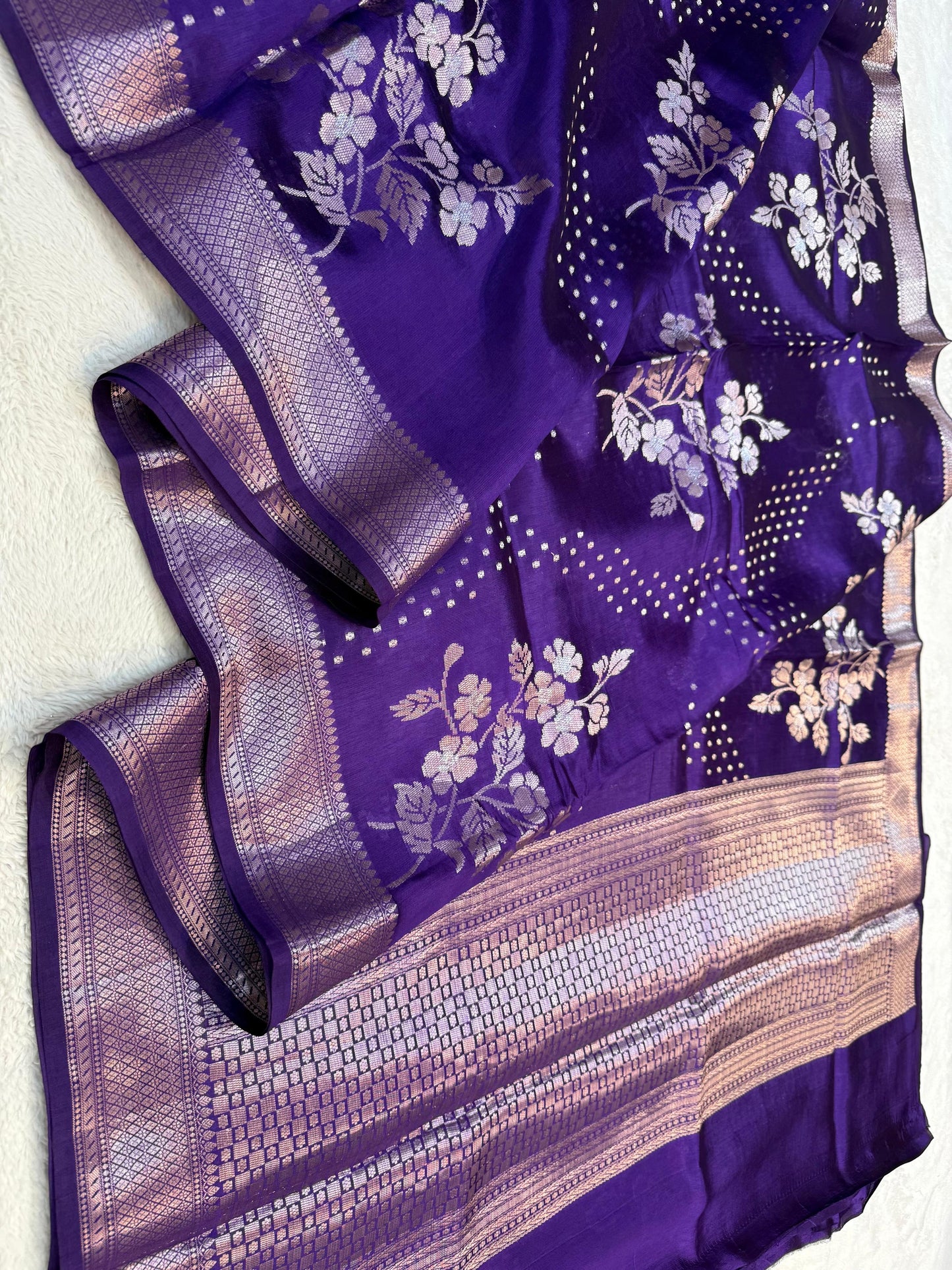 Blue Shade Pure Viscose Premium Banarasi Silk Saree