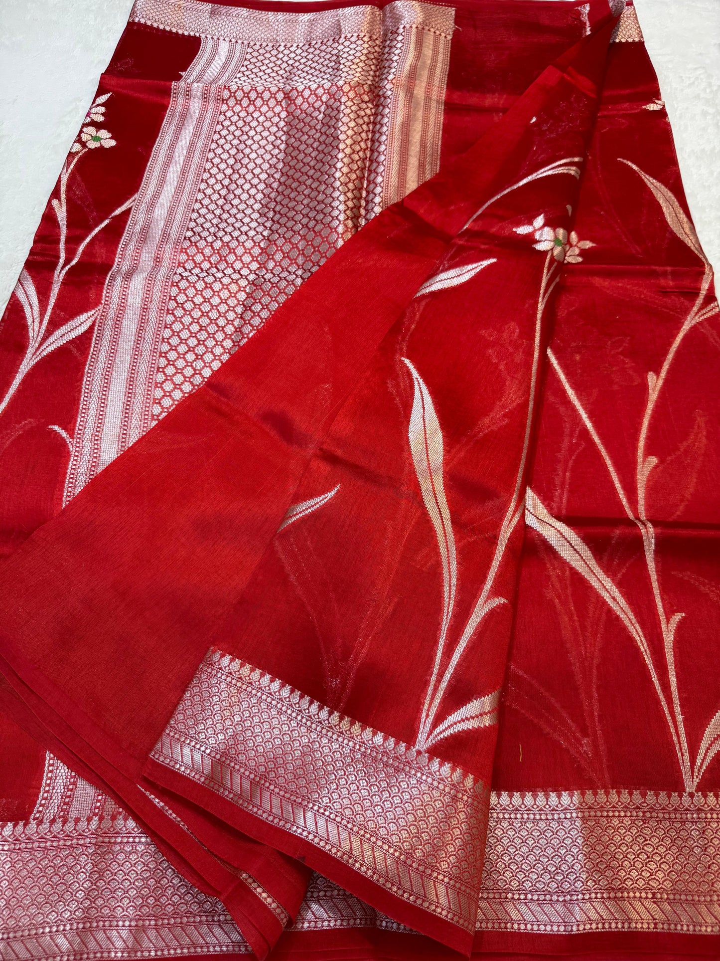 Red Shade Pure Viscose Premium Banarasi Silk Saree