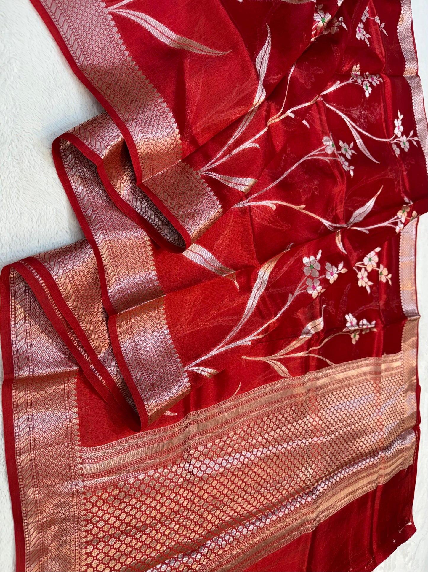 Red Shade Pure Viscose Premium Banarasi Silk Saree