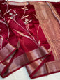 Maharani Shade Pure Viscose Premium Banarasi Silk Saree