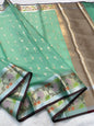 Pastel Green Cotton Kota Paithani Border Premium Banarasi Saree