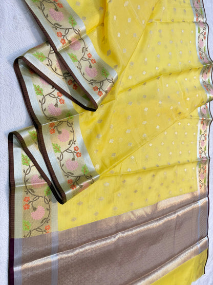 Gold Cotton Kota Paithani Border Premium Banarasi Saree