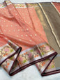 Peach Cotton Kota Paithani Border Premium Banarasi Saree