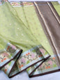 Pista Green Cotton Kota Paithani Border Premium Banarasi Saree