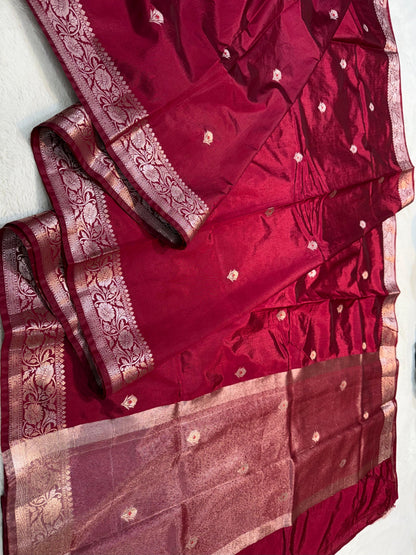 Maroon Soft Silk Premium Banarasi Saree