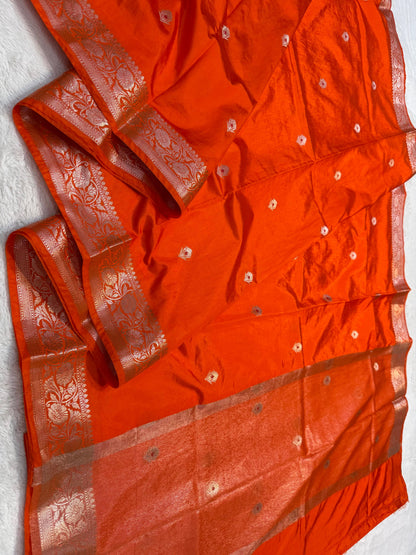 Orange Soft Silk Premium Banarasi Saree