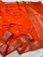 Orange Soft Silk Premium Banarasi Saree
