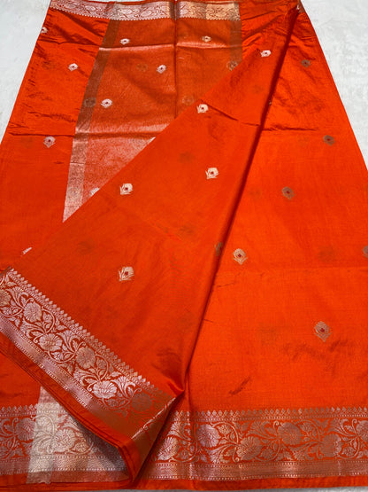 Orange Soft Silk Premium Banarasi Saree