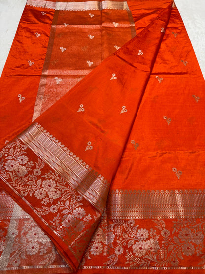 Orange Soft Silk Premium Banarasi Saree