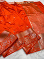 Orange Soft Silk Premium Banarasi Saree