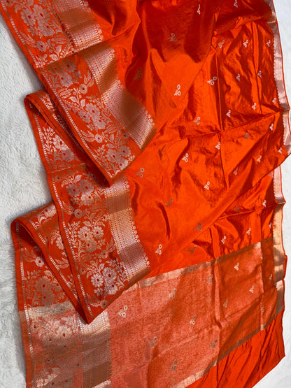 Orange Soft Silk Premium Banarasi Saree