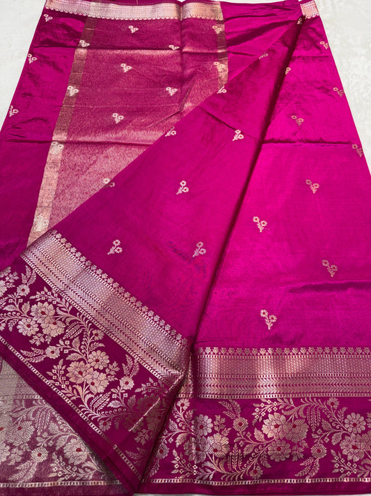 Rani Pink Soft Silk Premium Banarasi Saree