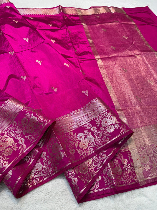 Rani Pink Soft Silk Premium Banarasi Saree