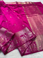 Rani Pink Soft Silk Premium Banarasi Saree
