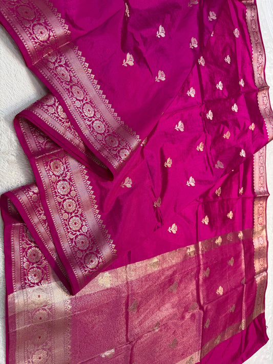 Rani Pink Soft Silk Premium Banarasi Saree