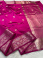 Rani Pink Soft Silk Premium Banarasi Saree