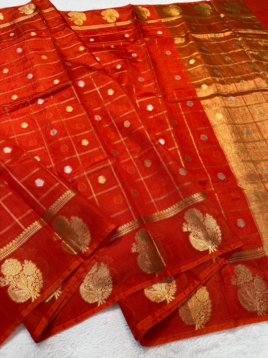 Orange Shade Raw Mango Premium Banarasi Saree