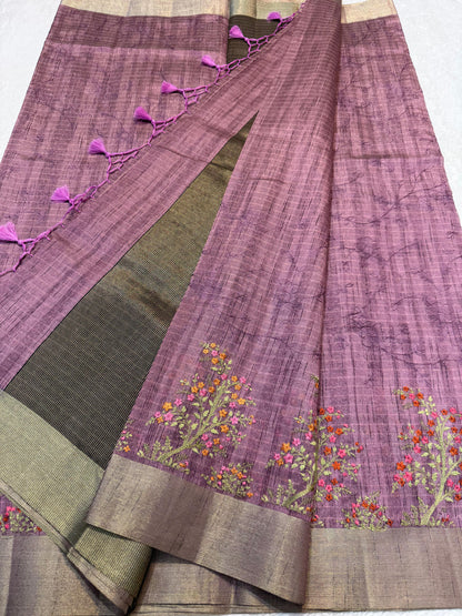 Pink Shade Khadi Silk Designer Embroidery Premium Banarasi