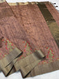 Peach  Shade Khadi Silk Designer Embroidery Premium Banarasi