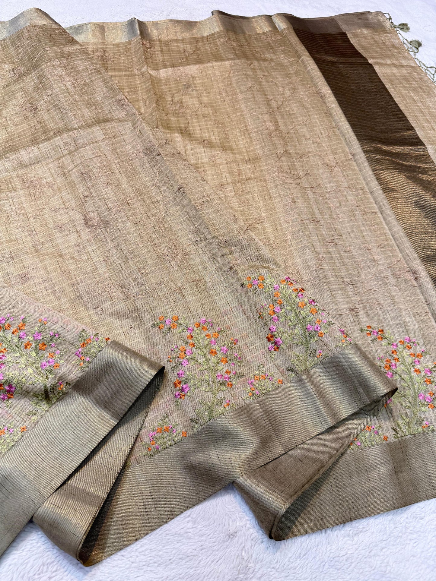 Pista Green Shade Khadi Silk Designer Embroidery Premium Banarasi